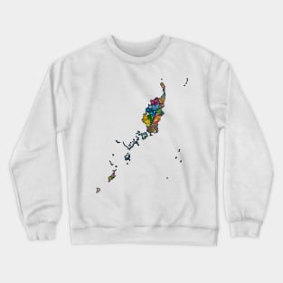 Spirograph Patterned Palau States Map Crewneck Sweatshirt